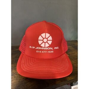 R/P Johnson, INC. 614-477-1646 Hat VTG Foam Front Cap Mens Trucker Speedway Red‎